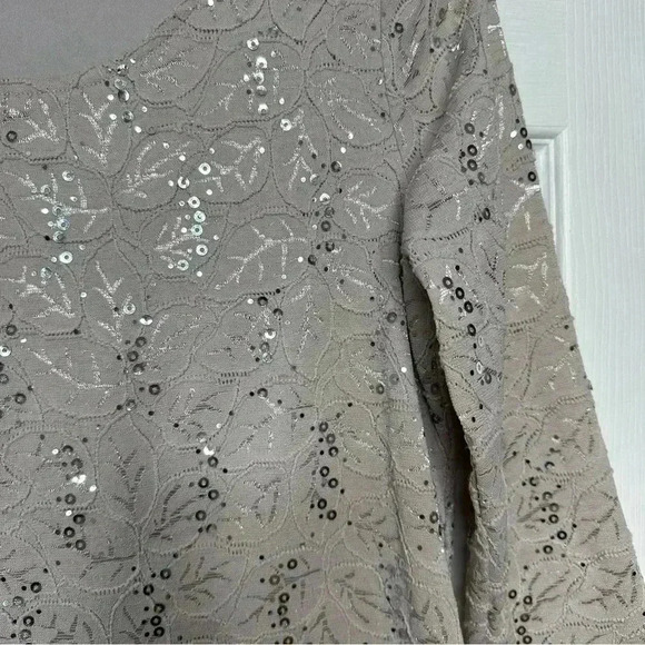 Tanjay Sequined Shirt 3/4 Length Sleeves  Grey Size Small - Picture 7 of 15